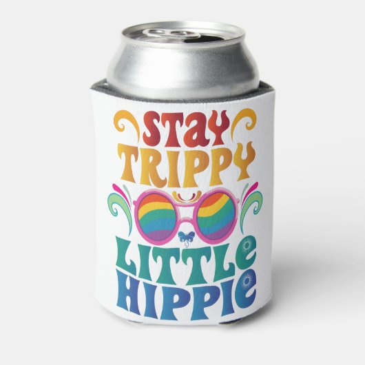 レトロステイトリップ（幻覚体験）のようなリトルヒッピーおもしろいピースラブ 缶クーラー (缶裏面)