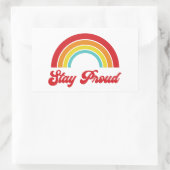 レトロステイ誇りを持ったレインボーゲイプライド 長方形シール (バッグ)