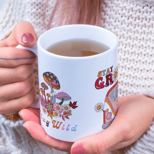 レトロステイGroovyフラワーズボスタイリッシュホデザイン コーヒーマグカップ