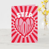 レトロステップママ星ハートレタリング母の日 カード (黄色い花)