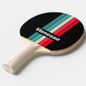 レトロステルスレインボーピンストライプ 名入り 卓球ラケット (正面アングル)