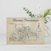 レトロステンド紙リハーサルディナーロブスターワイン 招待状 (スタンド正面)