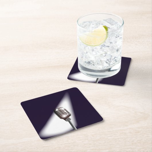 レトロステージマイク スクエアペーパーコースター (インサイチュ)