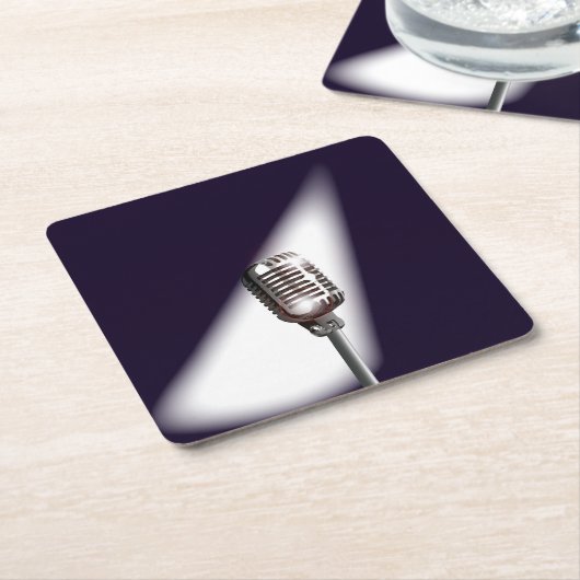 レトロステージマイク スクエアペーパーコースター (アングル)