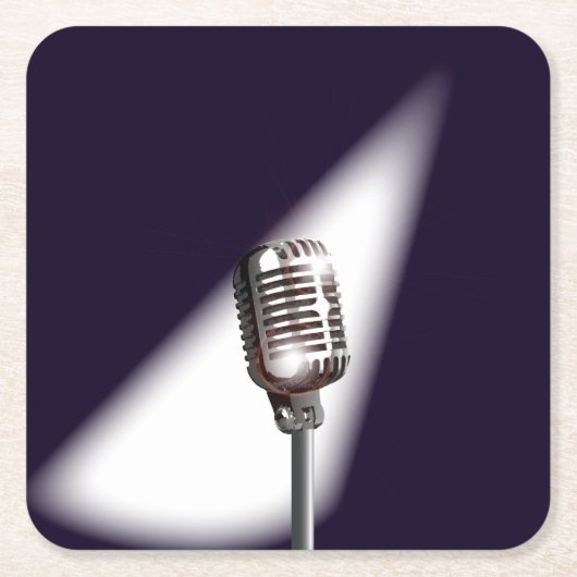 レトロステージマイク スクエアペーパーコースター (正面)