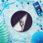 レトロステージマイク ペーパープレート (パーティー)