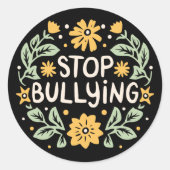 レトロストップフローラ引用文のいじめ ラウンドシール (正面)