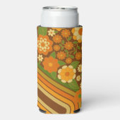 レトロストライプと花ファンキー付き名前をカスタムする スリム缶クーラー (Seltzer裏面)