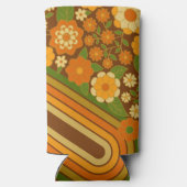 レトロストライプと花ファンキー付き名前をカスタムする スリム缶クーラー (裏面)