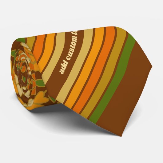 レトロストライプと花ファンキー付き名前をカスタムする ネクタイ (ロール)