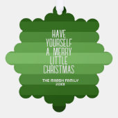 レトロストライプとCircle Photo - Christmas Green オーナメントカード (裏面)