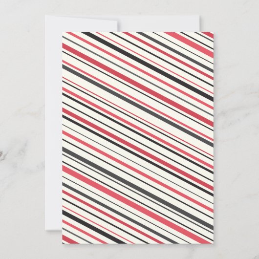 レトロストライプのかつらと口ひげの誕生パーティー 招待状 (裏面)