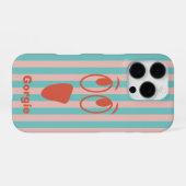 レトロストライプのオバケ顔 iPhoneケース (裏面横)