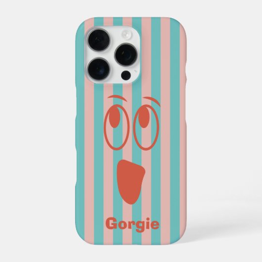 レトロストライプのオバケ顔 iPhoneケース (裏面)
