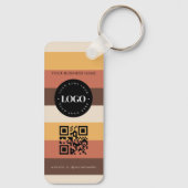 レトロストライプのカスタムビジネスロゴQrコードスキャン キーホルダー (裏面)