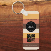レトロストライプのカスタムビジネスロゴQrコードスキャン キーホルダー (正面)