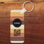 レトロストライプのカスタムビジネスロゴQrコードスキャン キーホルダー (裏面)