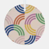 レトロストライプのカーブのジオメトリ背景 ガラスオーナメント (裏面)