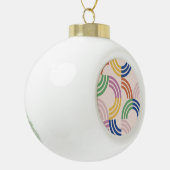 レトロストライプのカーブのジオメトリ背景 セラミックボールオーナメント (左)