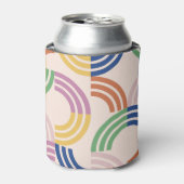 レトロストライプのカーブのジオメトリ背景 缶クーラー (缶正面)