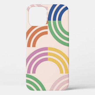 レトロストライプのカーブのジオメトリ背景 iPhone 12ケース