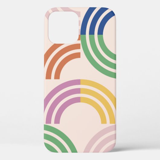 レトロストライプのカーブのジオメトリ背景 Case-Mate iPhoneケース (裏面)