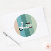 レトロストライプのスクーター丸シール光沢 ラウンドシール (封筒)