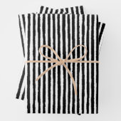 レトロストライプのパターン（縦）白黒 ラッピングペーパーシート (インサイチュ)