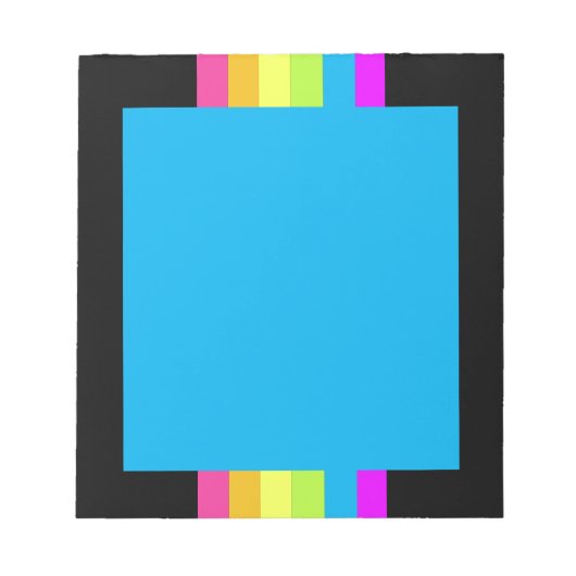 レトロストライプのメモ帳(黒とネオン数々の) ノートパッド (正面)