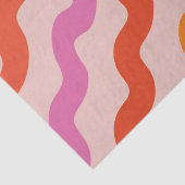レトロストライプの抽象芸術波ピンク赤オレンジ 薄葉紙 (詳細)
