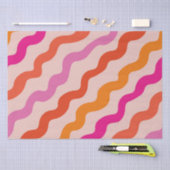 レトロストライプの抽象芸術波ピンク赤オレンジ 薄葉紙 (クラフト)