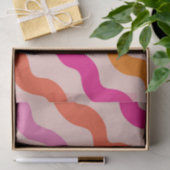 レトロストライプの抽象芸術波ピンク赤オレンジ 薄葉紙 (ギフト)