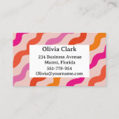 レトロストライプの抽象芸術波ピンク赤カスタム色 名刺 (裏面)