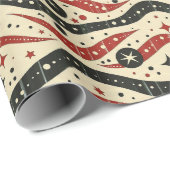 レトロストライプの波状の星円 ラッピングペーパー (ロールコーナー)