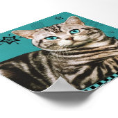 レトロストライプの猫 ポスター (角)