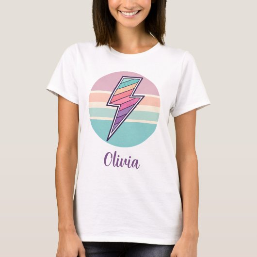 レトロストライプの稲妻 Tシャツ (正面)