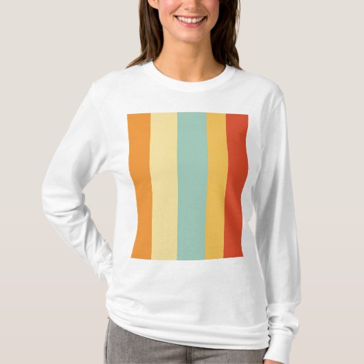 レトロストライプの色パターン Tシャツ (正面)