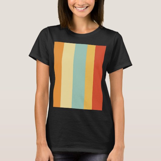 レトロストライプの色パターン Tシャツ (正面)