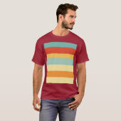 レトロストライプの色パターン Tシャツ (正面フル)
