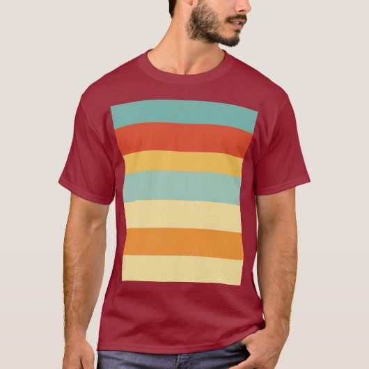 レトロストライプの色パターン Tシャツ (正面)