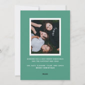 レトロストライプの色合い緑のフォトクリスマス シーズンカード (裏面)