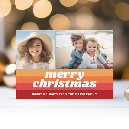 レトロストライプの赤オレンジメリー色 – 写真 – 70s Vibe シーズンカード