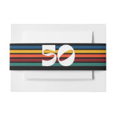 レトロストライプの50歳の誕生日招待状の帯 招待状ベリーバンド (正面例)