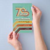 レトロストライプの70年代パーティー招待状 チラシ (ハンドル)