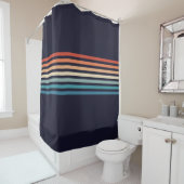 レトロストライプの70sミニマリストパターン シャワーカーテン (インサイチュ)