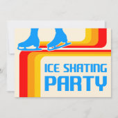 レトロストライプアイススケートで滑るパーティの招待状 招待状 (正面)