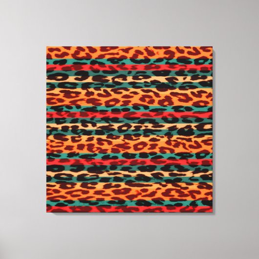 レトロストライプアニマルプリントファーオブレオパード キャンバスプリント (正面)