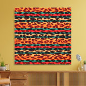 レトロストライプアニマルプリントファーオブレオパード キャンバスプリント (インサイチュ (リビング))