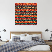 レトロストライプアニマルプリントファーオブレオパード キャンバスプリント (インサイチュ (寝室))