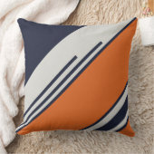 レトロストライプイン青オレンジ クッション (ブランケット)